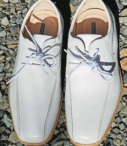 Florshiem Kids 1892 Reveal Oxford Jr White Leather Dress Shoes Boys Size 5 M